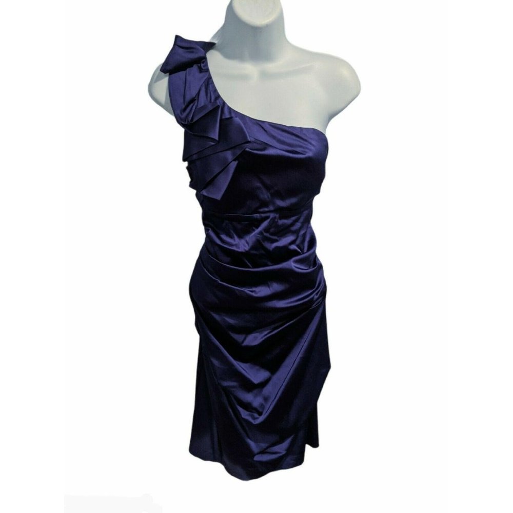Roulette Purple One Shoulder Ruched Dress Size 10